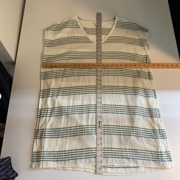 J Crew Dress Womens S Small Multi Cotton Striped Beach Cover Up V Neck Tunic - Picture 8 of 12